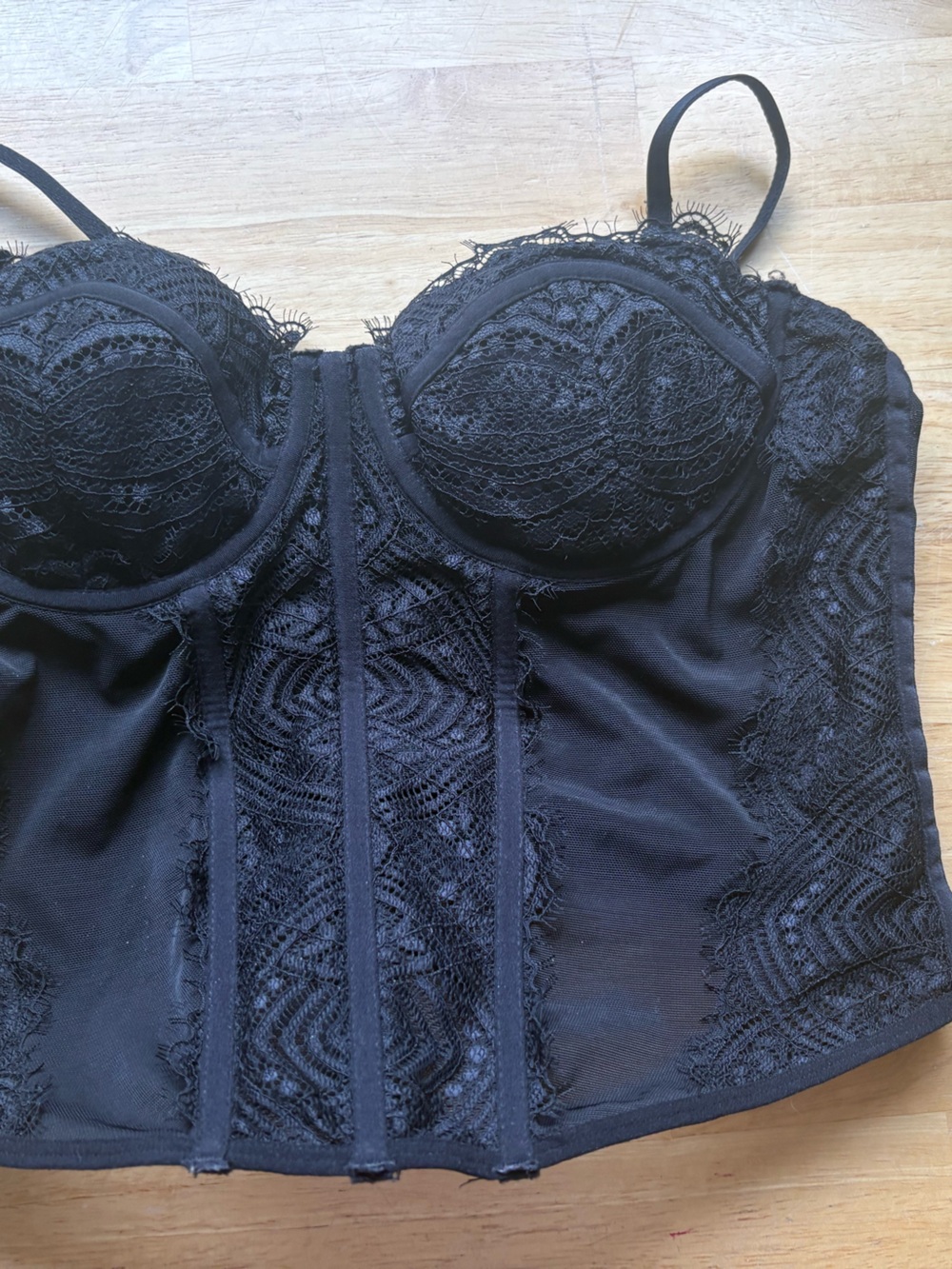 Garage Black Lace Longline Bustier Bra